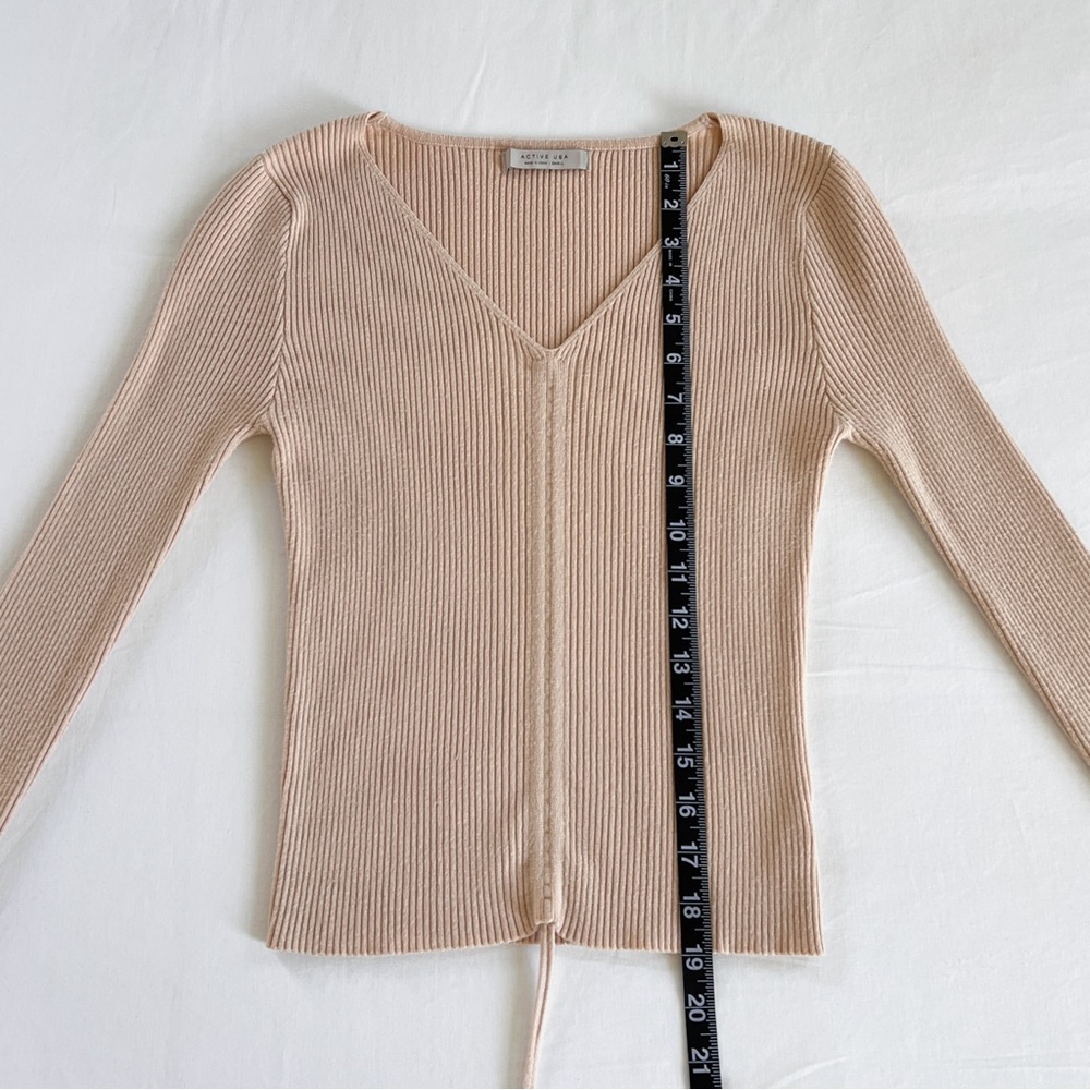Active USA Ruched Long Sleeve Ribbed Top | Tan | Size S | NWOT - Picture 9 of 11